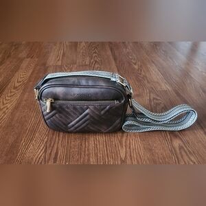 Bostanten Coffee Quilted Crossbody Bag with Adjustable Strap